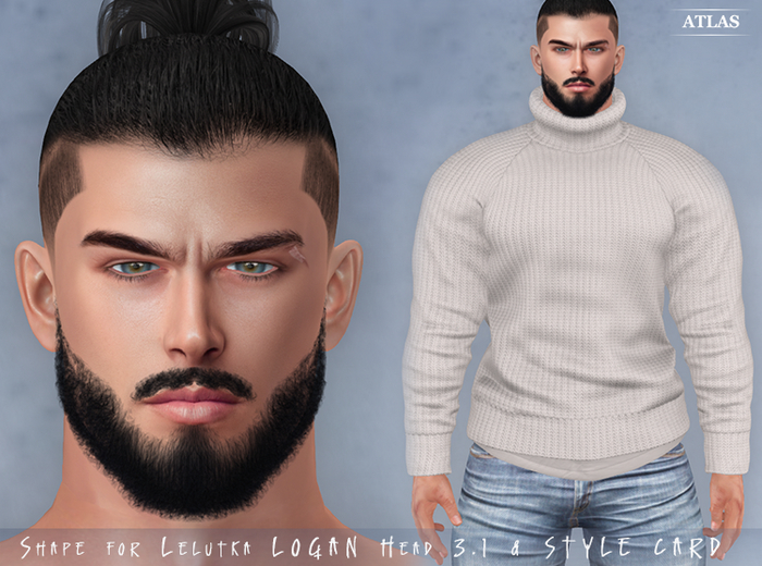 Second Life Marketplace *ATLAS* Mens Shape KIM for Lelutka LOGAN Head